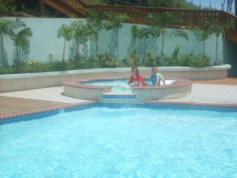The boys enjoying Bahia Marina Cayo Obispo pool